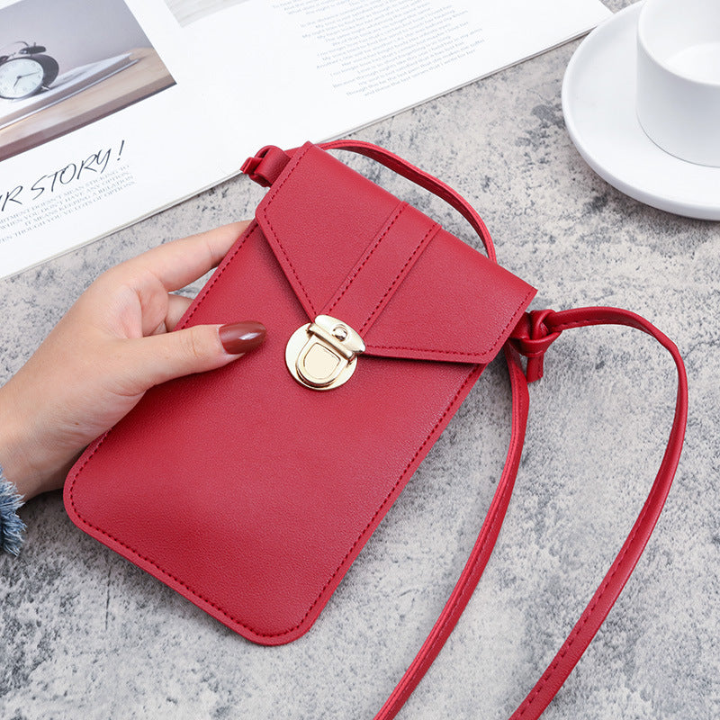 Women's Fashion Leather Touch Screen Mobile Retro Phone Bags