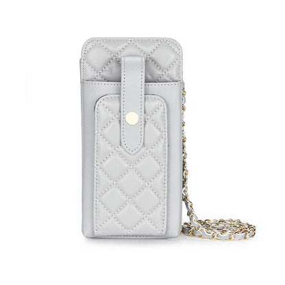 Women's Classic Style Rhombus Mobile Leather Chain Phone Bags