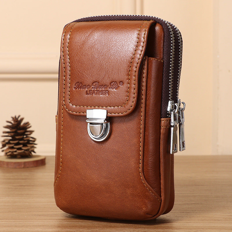 Men's Leather First Layer Cowhide Multifunctional Hanging Men's Waist Packs