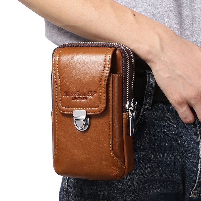 Men's Leather First Layer Cowhide Multifunctional Hanging Men's Waist Packs