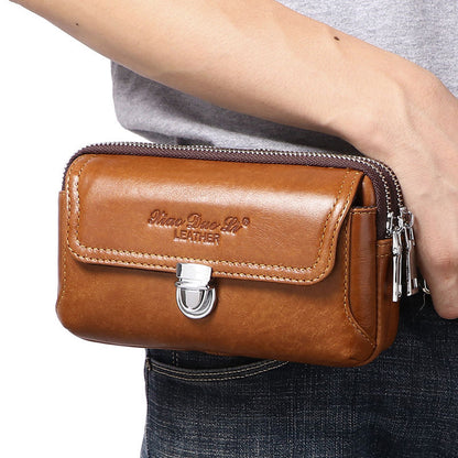 Men's Leather First Layer Cowhide Multifunctional Hanging Men's Waist Packs