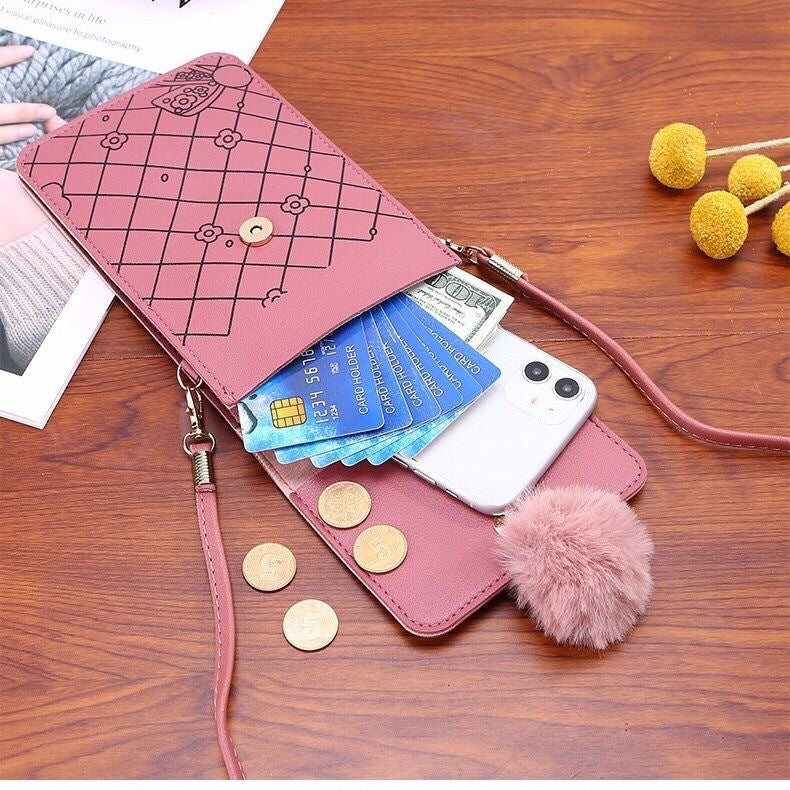 Women's Korean Fashion Color Contrast Vertical Mobile Phone Bags