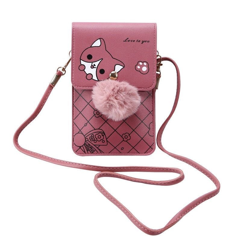 Women's Korean Fashion Color Contrast Vertical Mobile Phone Bags