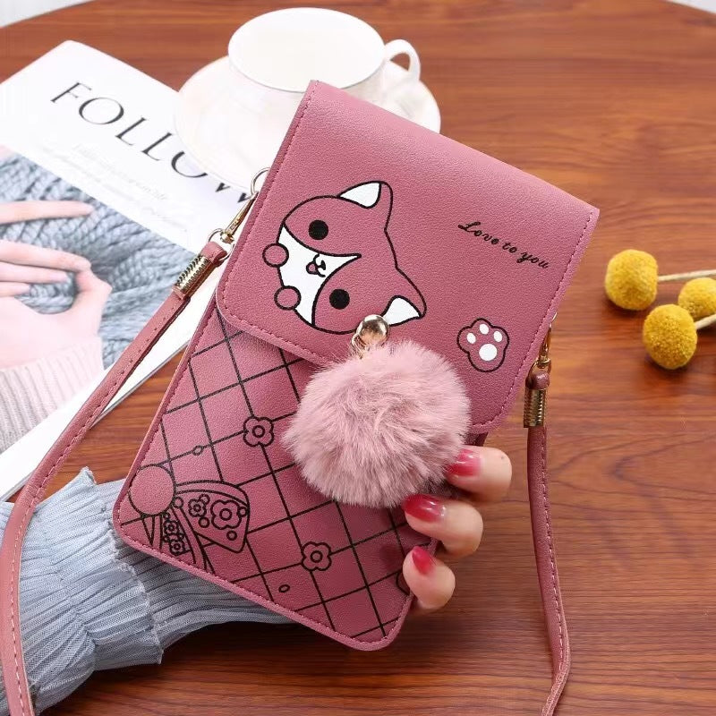 Women's Korean Fashion Color Contrast Vertical Mobile Phone Bags