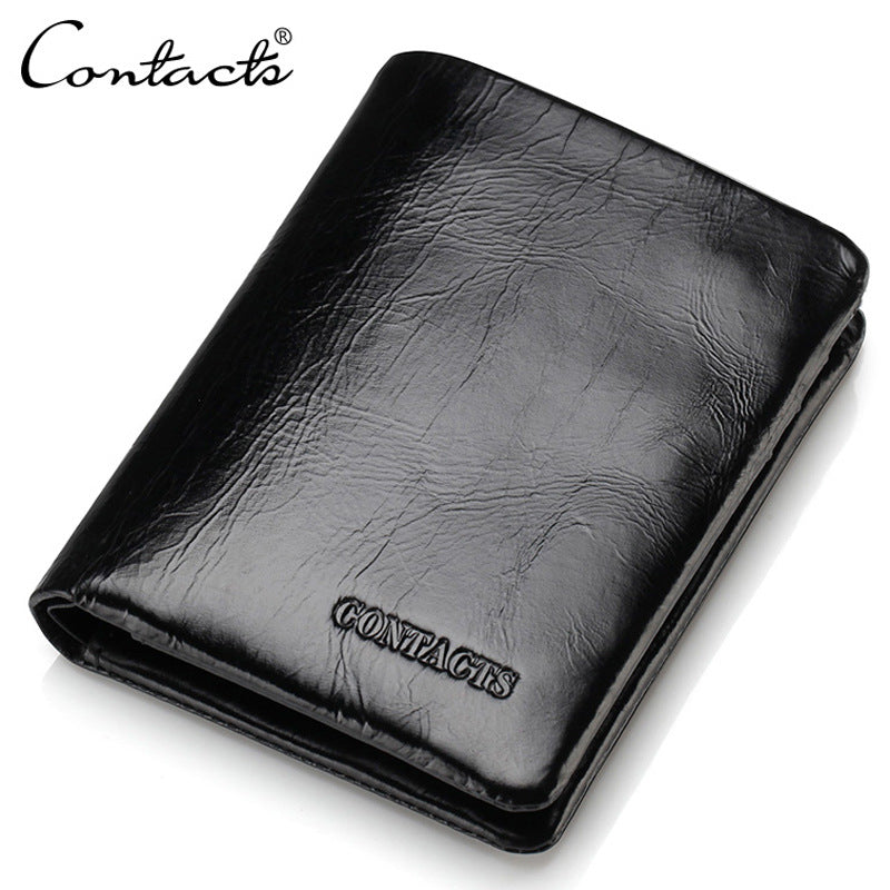 For Man Fashion Oil Wax Short Men's Wallets