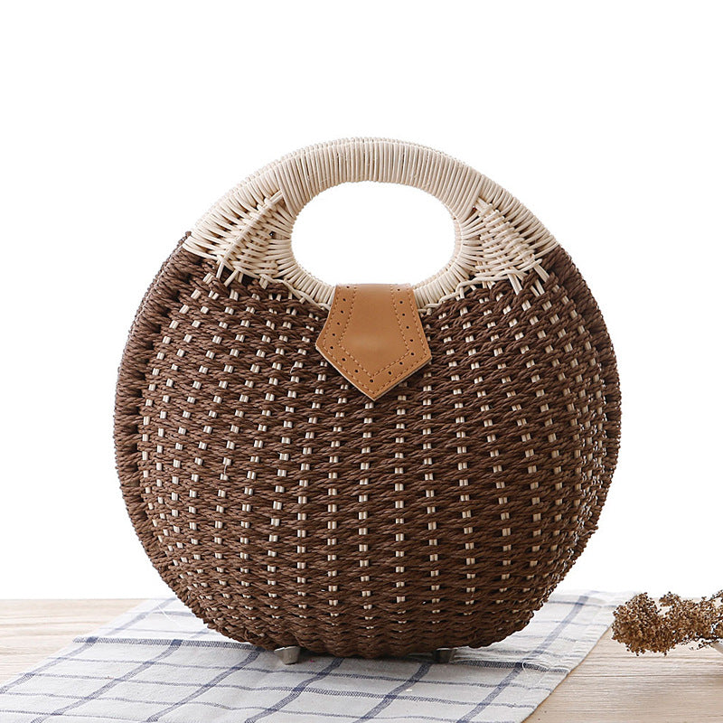 Women's Shell Cute Personality Rattan Weave Straw Handbags