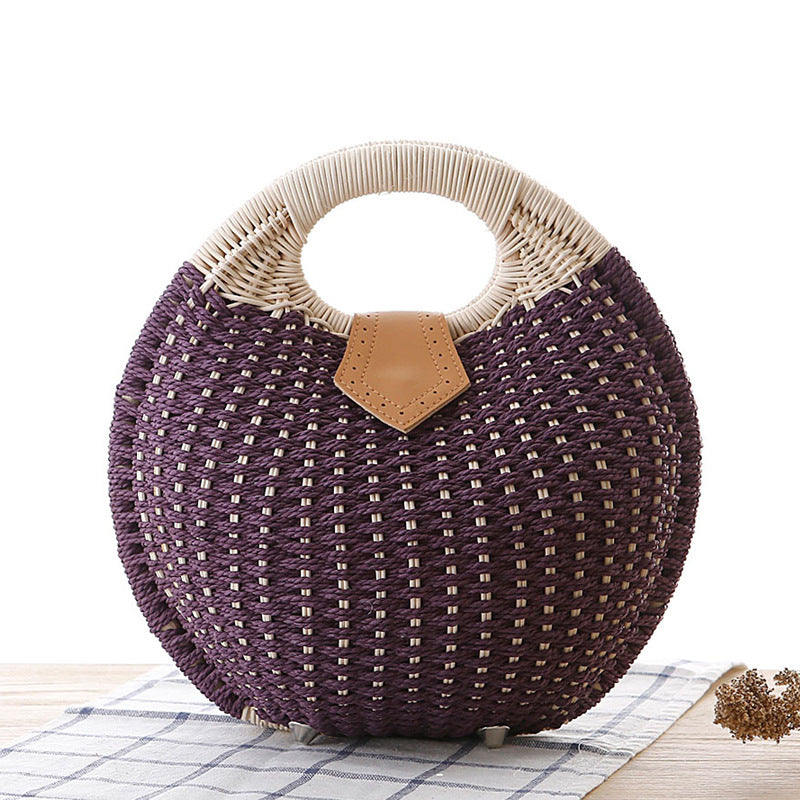 Women's Shell Cute Personality Rattan Weave Straw Handbags