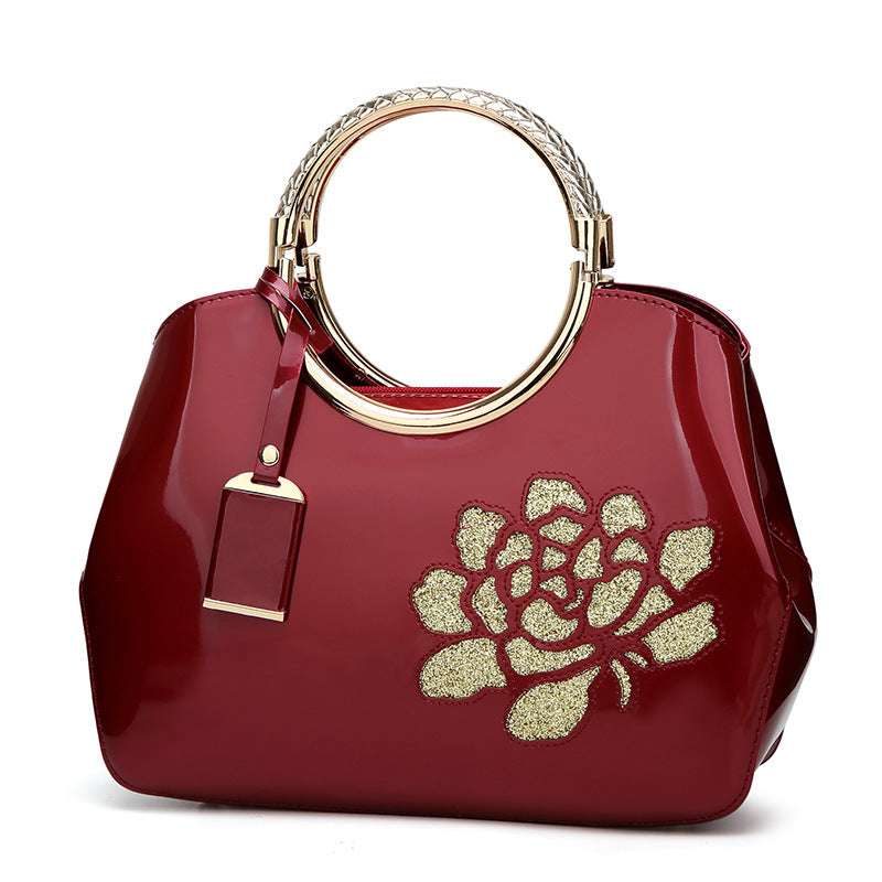 Women's Fashion Patent Leather Portable Glossy Shell Shoulder Bags