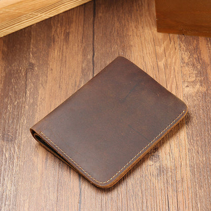 Men's Horse Leather Genuine Short Horizontal First Men's Wallets