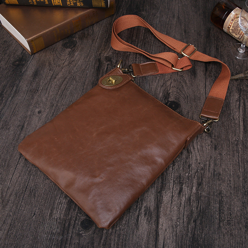 Men's Free Korean Fashion Simplicity Retro Leather Men's Messenger Bags