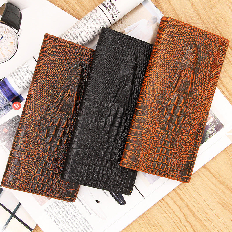 Men's Long Business Crocodile Pattern Large Capacity Men's Wallets