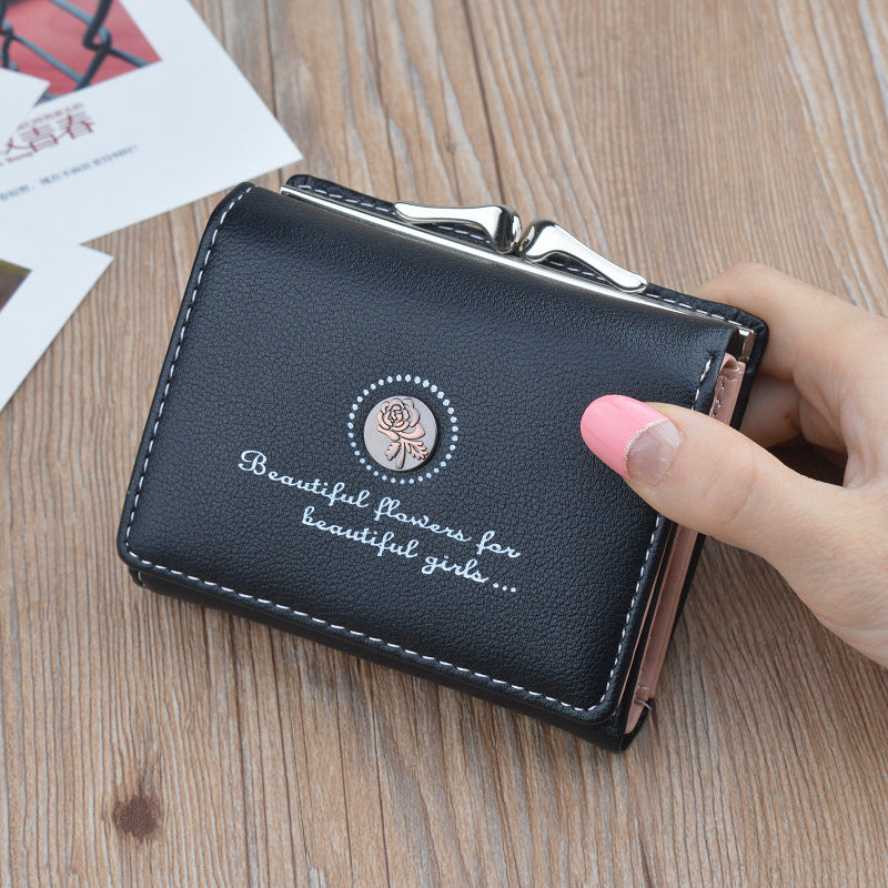 Women's Short Female Large Capacity Folding Soft Leather Ladies Wallets