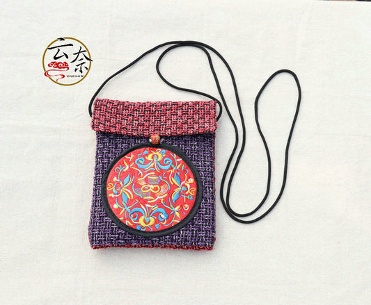 Yunnan National Style Classic Embroidered Burlap Crossbody Bags