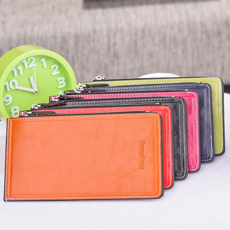 Women's Oil Wax Leather Multi Female Thin Ladies Wallets