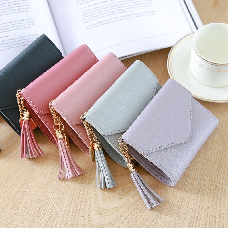 Women's Korean Short Mini Tassel Pendant Ladies Wallets