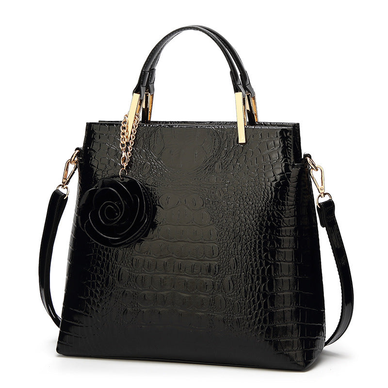 Women's Patent Leather Crocodile Pattern Shell Handbags