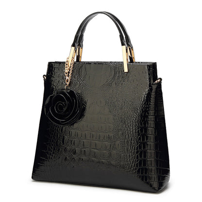 Women's Patent Leather Crocodile Pattern Shell Handbags