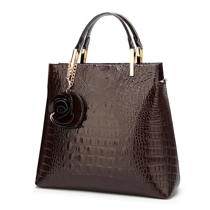 Women's Patent Leather Crocodile Pattern Shell Handbags