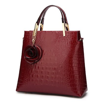 Women's Patent Leather Crocodile Pattern Shell Handbags