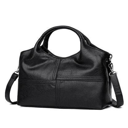 Women's Lightweight Stitching Soft Leather Large Capacity Handbags