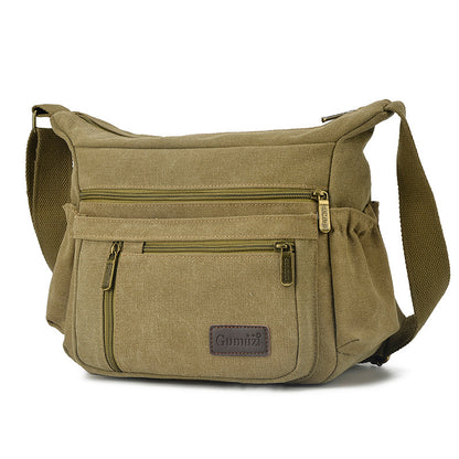 Men's Canvas Solid Large Capacity Kit Men's Messenger Bags