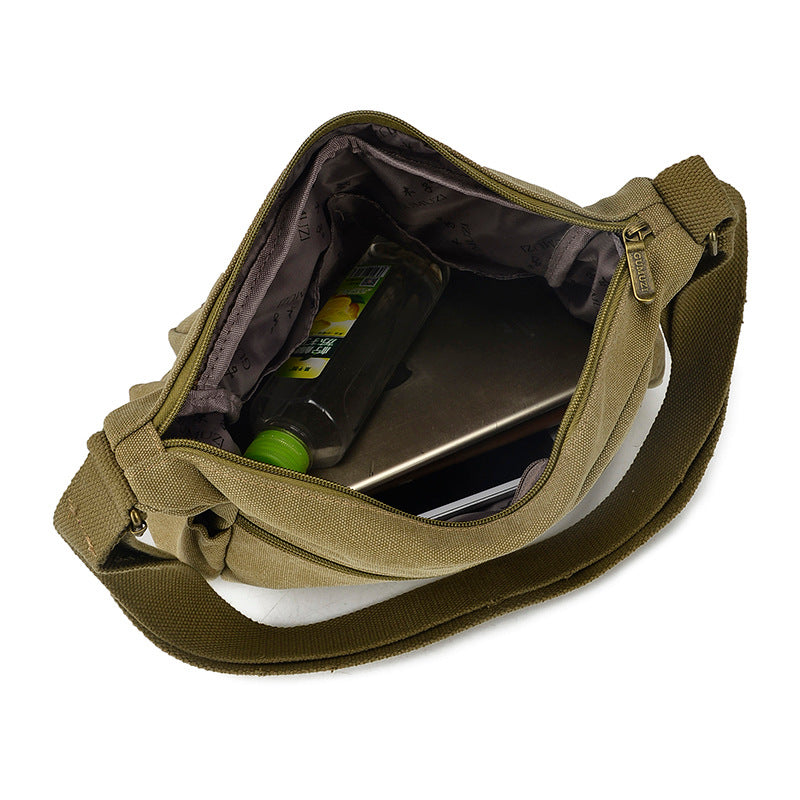 Men's Canvas Solid Large Capacity Kit Men's Messenger Bags