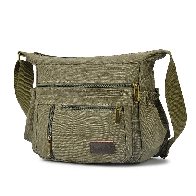 Men's Canvas Solid Large Capacity Kit Men's Messenger Bags