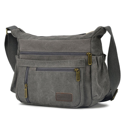 Men's Canvas Solid Large Capacity Kit Men's Messenger Bags