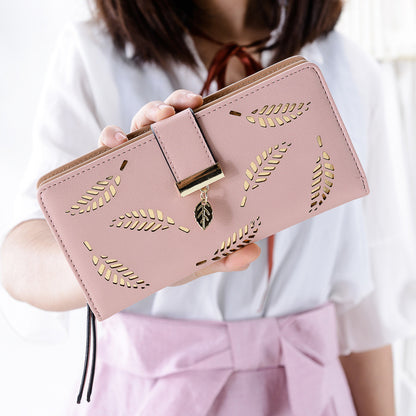 Women's Korean Style Fashion Long Two-fold Hollow Ladies Wallets