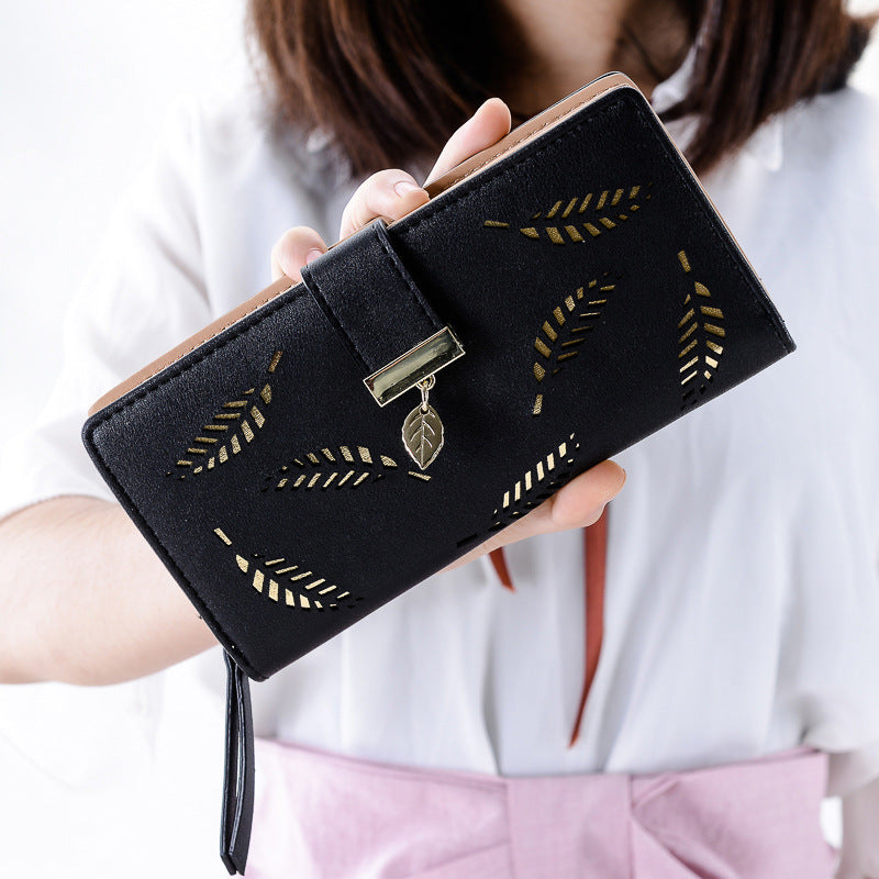 Women's Korean Style Fashion Long Two-fold Hollow Ladies Wallets