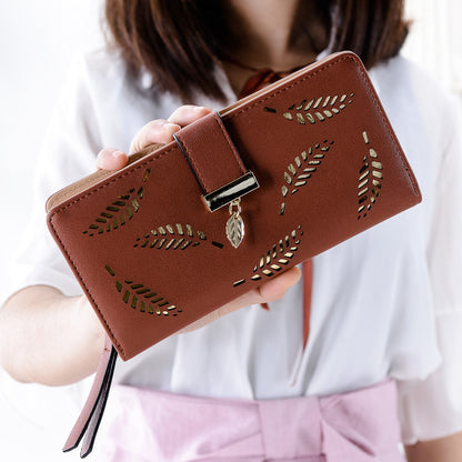 Women's Korean Style Fashion Long Two-fold Hollow Ladies Wallets