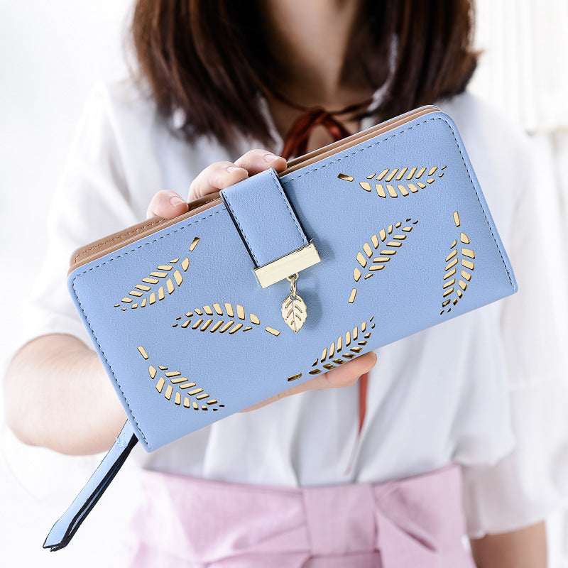 Women's Korean Style Fashion Long Two-fold Hollow Ladies Wallets