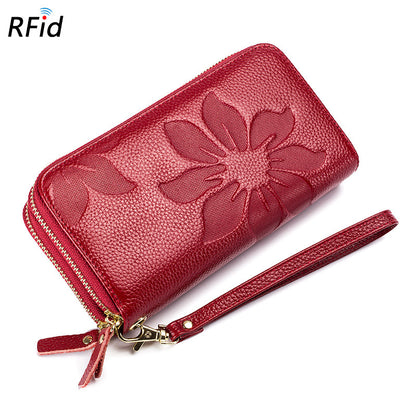 Women's Zipper Leather Large Capacity Long Top Ladies Wallets