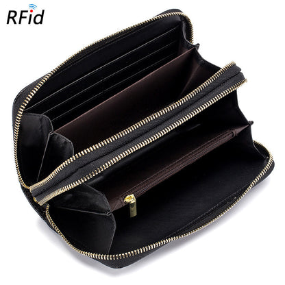 Women's Zipper Leather Large Capacity Long Top Ladies Wallets