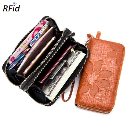 Women's Zipper Leather Large Capacity Long Top Ladies Wallets