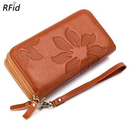 Women's Zipper Leather Large Capacity Long Top Ladies Wallets