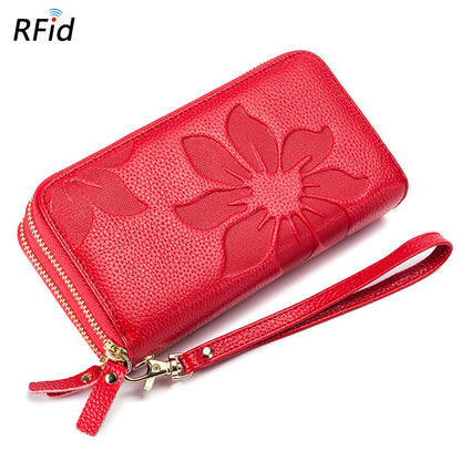 Women's Zipper Leather Large Capacity Long Top Ladies Wallets