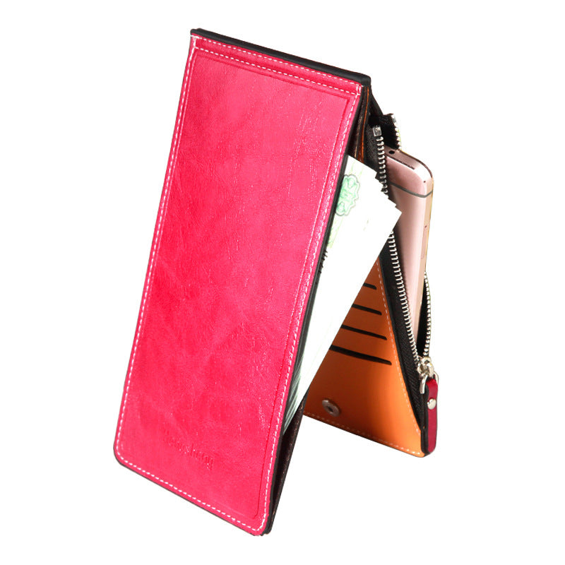 Women's Oil Wax Leather Multi Female Thin Ladies Wallets