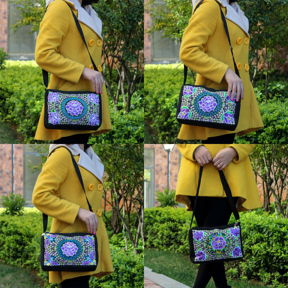 Women's National Style Embroidered For Embroidery Triple Crossbody Bags