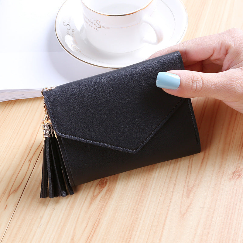 Women's Fashion Short Version Cute Refreshing Tassel Ladies Wallets