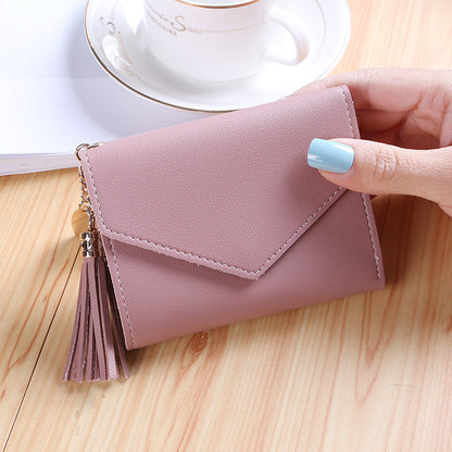 Women's Fashion Short Version Cute Refreshing Tassel Ladies Wallets