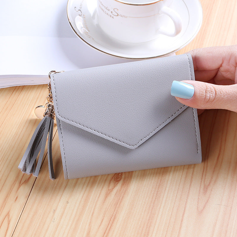 Women's Fashion Short Version Cute Refreshing Tassel Ladies Wallets