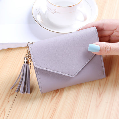 Women's Fashion Short Version Cute Refreshing Tassel Ladies Wallets