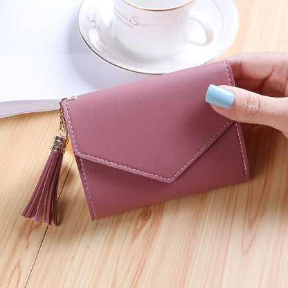 Women's Fashion Short Version Cute Refreshing Tassel Ladies Wallets