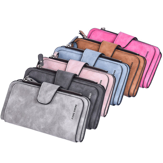 Women's Big Three Fold Fashion Multiple Slots Frosted Ladies Wallets