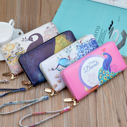 Women's Clutch Long Zip Female Korean Style Printed Ladies Wallets