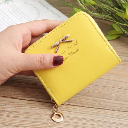 Korean Style Fashion Bow Mini Zipper Ladies Wallets