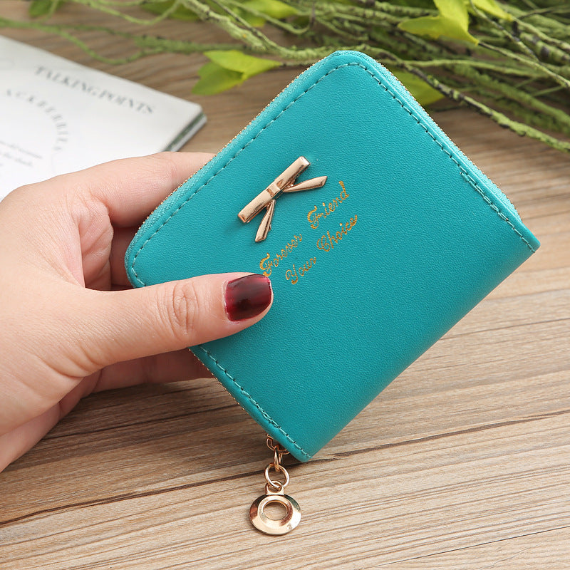 Korean Style Fashion Bow Mini Zipper Ladies Wallets