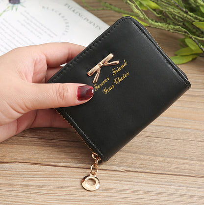 Korean Style Fashion Bow Mini Zipper Ladies Wallets