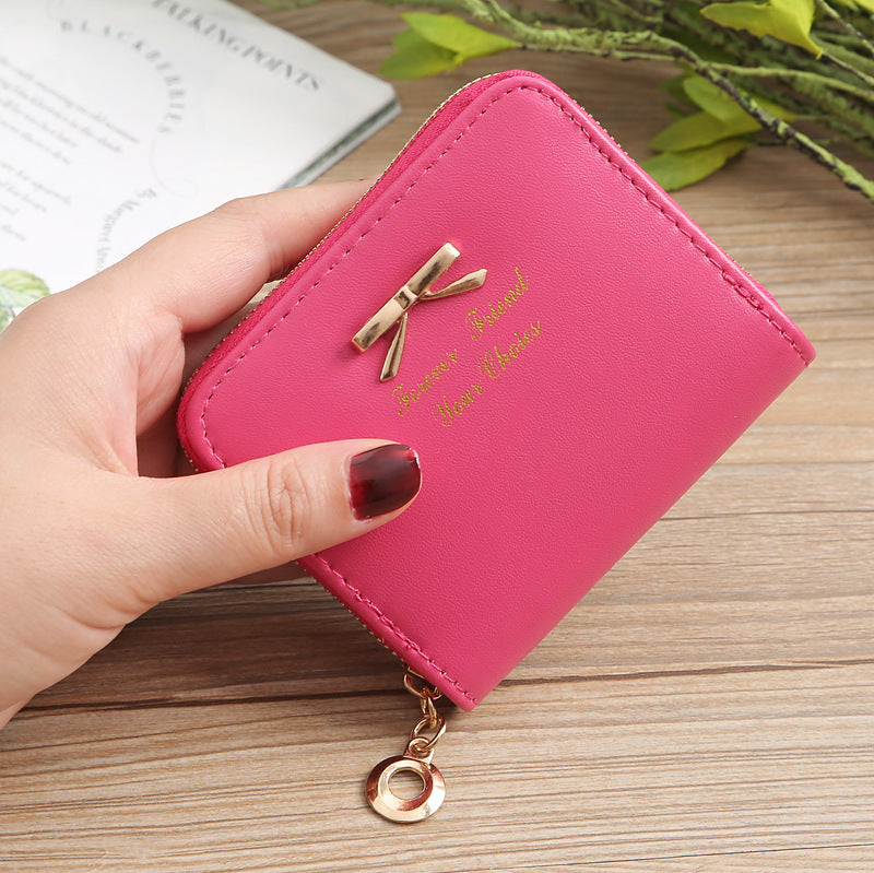 Korean Style Fashion Bow Mini Zipper Ladies Wallets